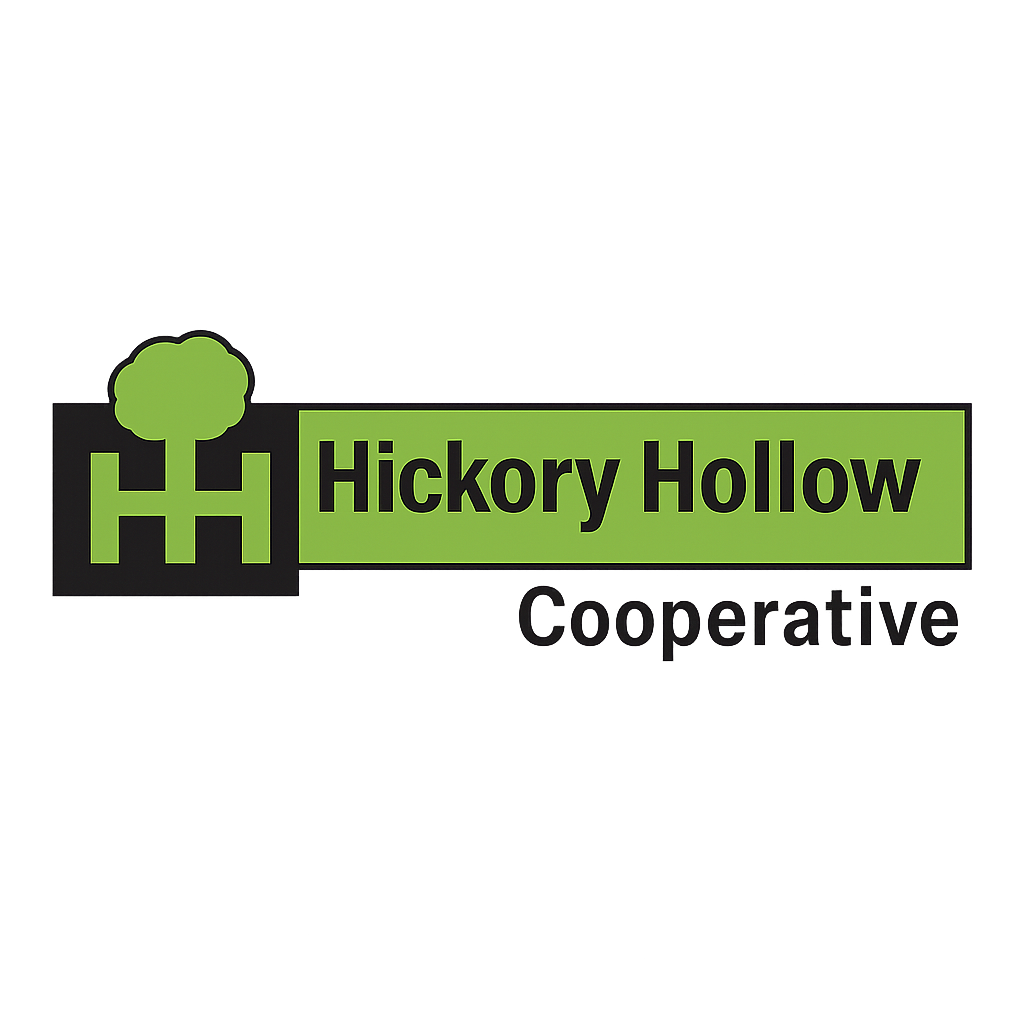 A logo with a tree and the text "Hickory Hollow Cooperative" is displayed.